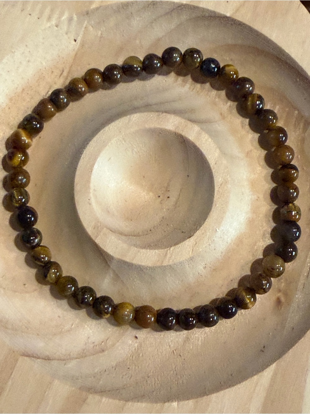 Polished Tiger Eye Bead Stretch Bracelet - Brown